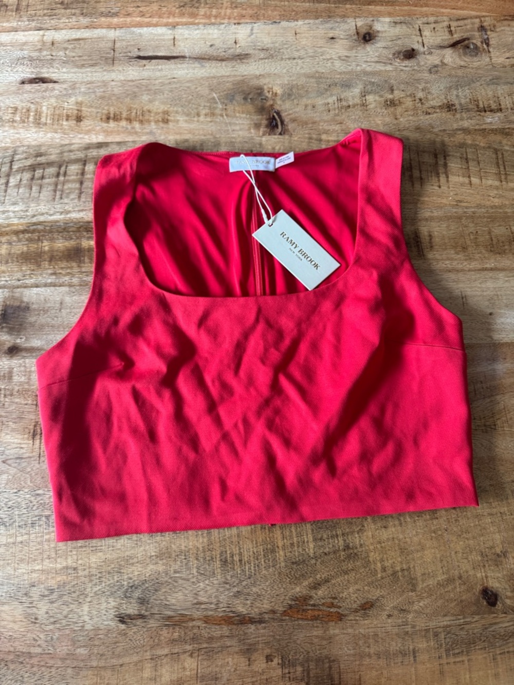 RAMY Brook Prinsley Women’s Grena red Square-Neck Cropped Tank Top NEW SIZE 10